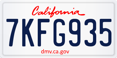 CA license plate 7KFG935