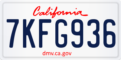 CA license plate 7KFG936