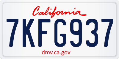 CA license plate 7KFG937