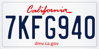 CA license plate 7KFG940