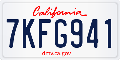 CA license plate 7KFG941
