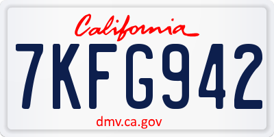 CA license plate 7KFG942
