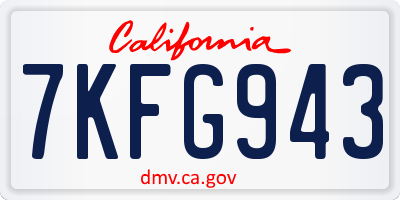 CA license plate 7KFG943