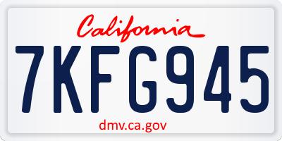 CA license plate 7KFG945