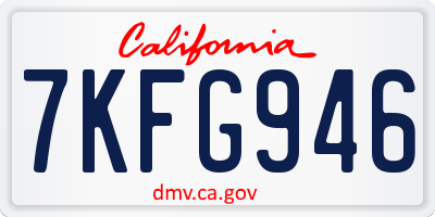 CA license plate 7KFG946