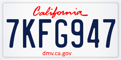 CA license plate 7KFG947