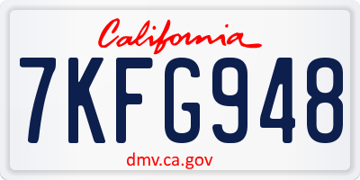 CA license plate 7KFG948