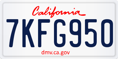 CA license plate 7KFG950