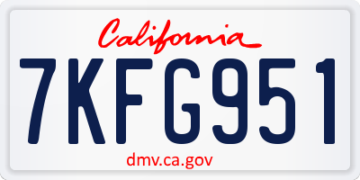 CA license plate 7KFG951