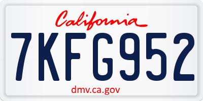 CA license plate 7KFG952