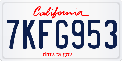 CA license plate 7KFG953
