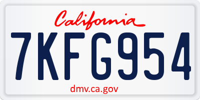 CA license plate 7KFG954