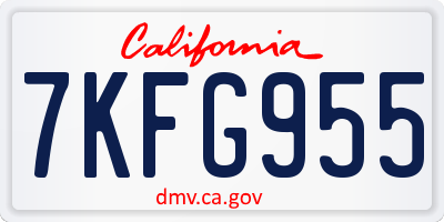 CA license plate 7KFG955