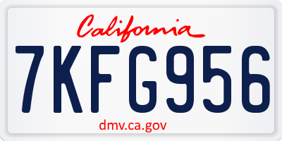 CA license plate 7KFG956