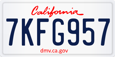 CA license plate 7KFG957