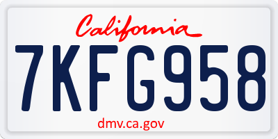 CA license plate 7KFG958