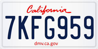 CA license plate 7KFG959