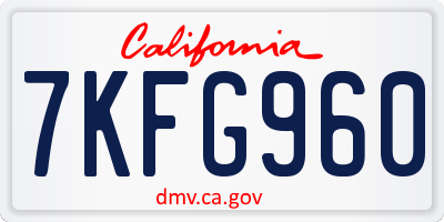 CA license plate 7KFG960