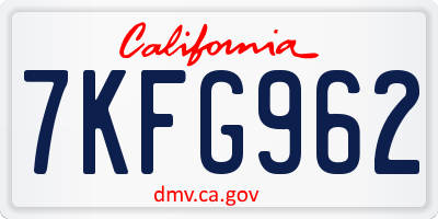 CA license plate 7KFG962