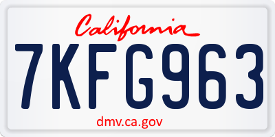 CA license plate 7KFG963