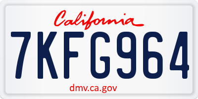 CA license plate 7KFG964