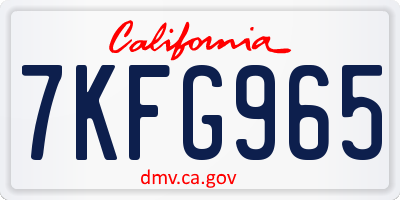 CA license plate 7KFG965