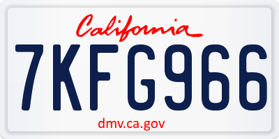 CA license plate 7KFG966