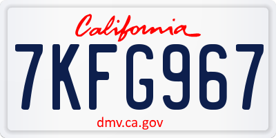 CA license plate 7KFG967