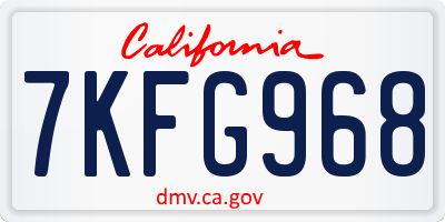 CA license plate 7KFG968