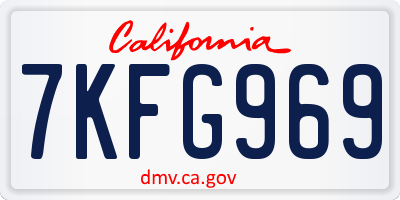 CA license plate 7KFG969