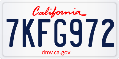 CA license plate 7KFG972