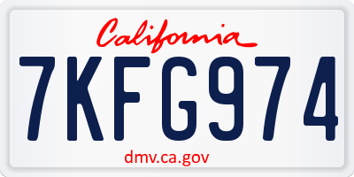 CA license plate 7KFG974