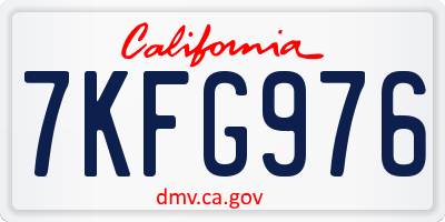 CA license plate 7KFG976