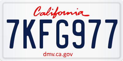 CA license plate 7KFG977
