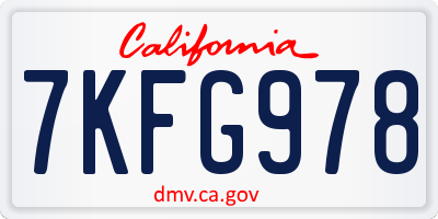 CA license plate 7KFG978