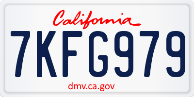 CA license plate 7KFG979