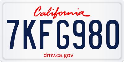 CA license plate 7KFG980