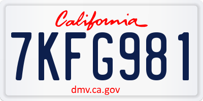 CA license plate 7KFG981