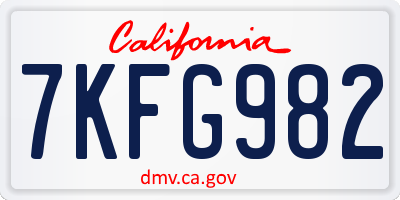 CA license plate 7KFG982