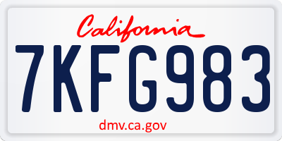 CA license plate 7KFG983