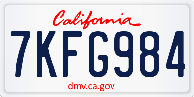 CA license plate 7KFG984