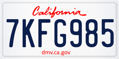 CA license plate 7KFG985