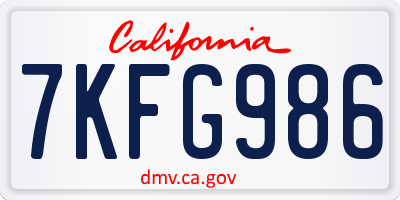CA license plate 7KFG986