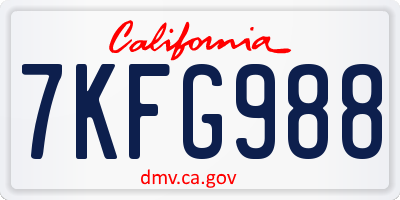 CA license plate 7KFG988