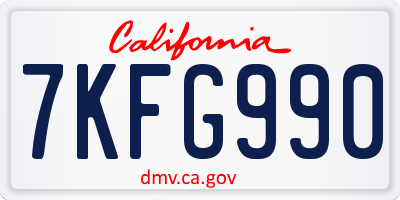 CA license plate 7KFG990