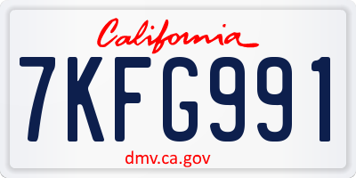 CA license plate 7KFG991