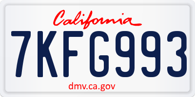 CA license plate 7KFG993