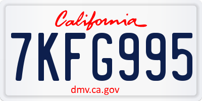 CA license plate 7KFG995