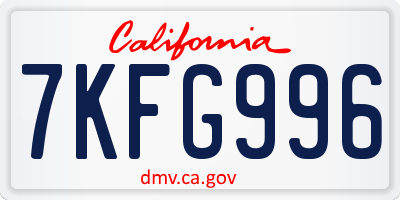 CA license plate 7KFG996