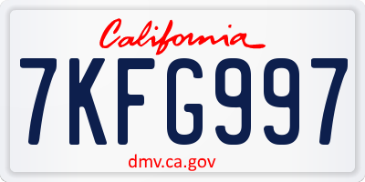 CA license plate 7KFG997